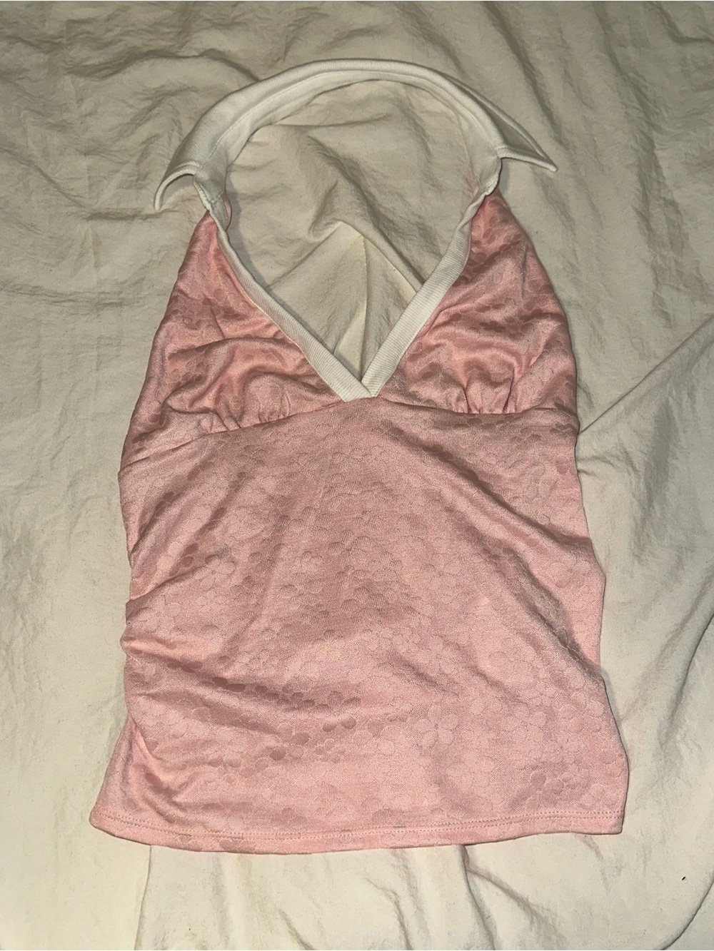 Kimchi Blue Ashtin Collared Flocked Floral Mesh Halter Top Size Small